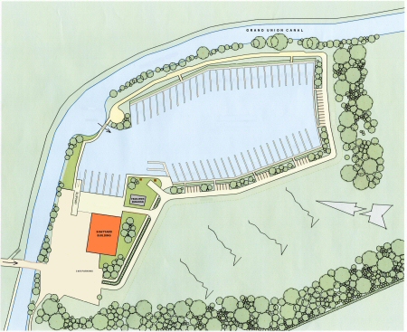 Location of Heyford Fields Marina - between Bugbrooke and Nether Heyford, Northampton